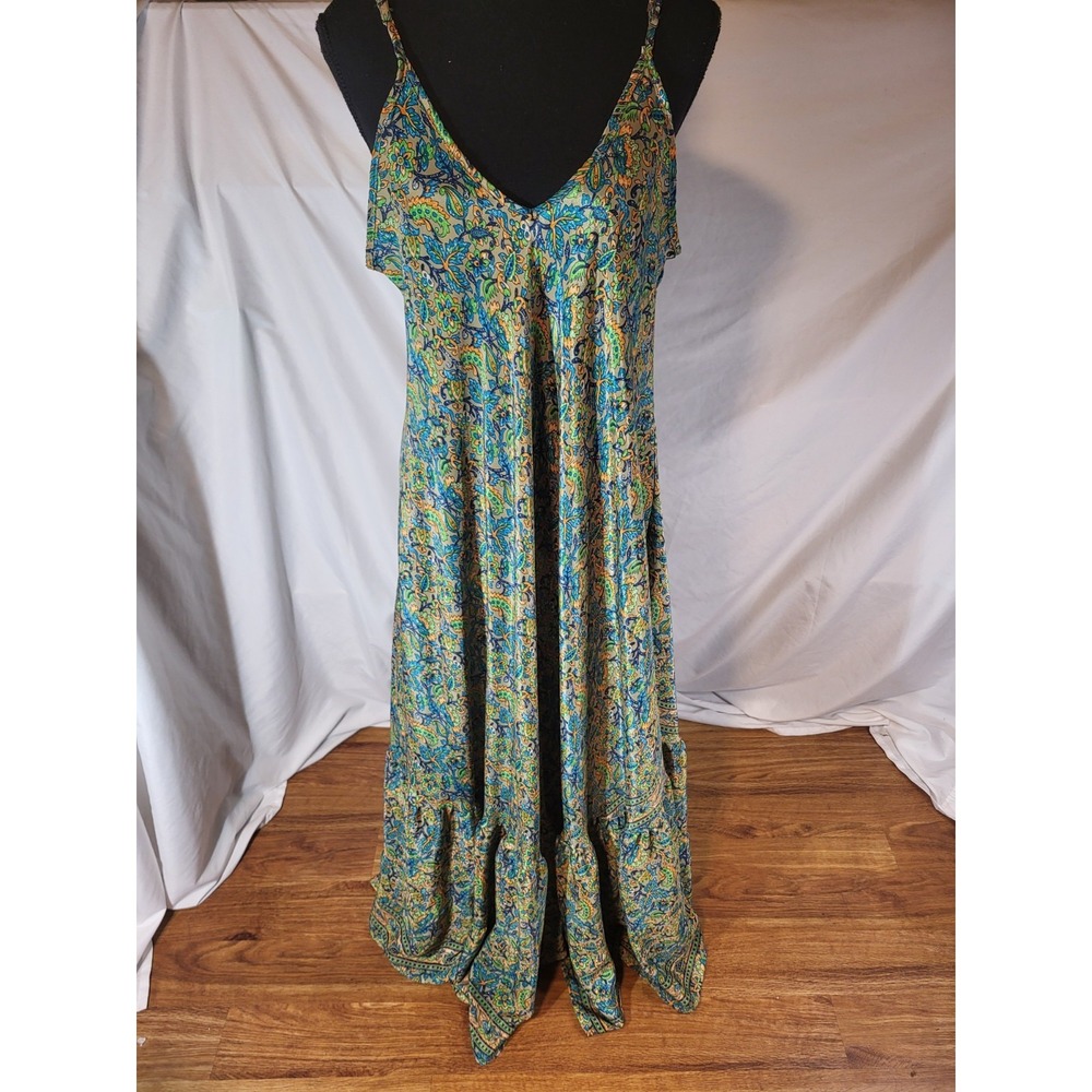 Vintage Amor Free Size Silk & Viscose Blend Floral Tiered Maxi Dress